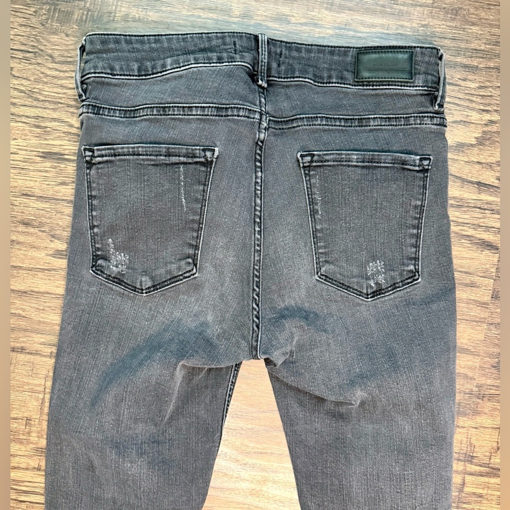Zara Vintage Faded Black Distressed Ripped Skinny Jeans- tag size 6 - Picture 3 of 8